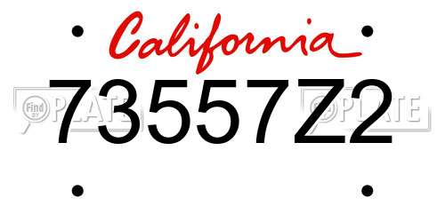 73557Z2 California License Plate