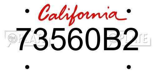 73560B2 California License Plate