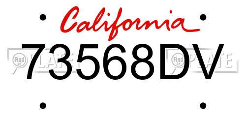 73568DV California License Plate