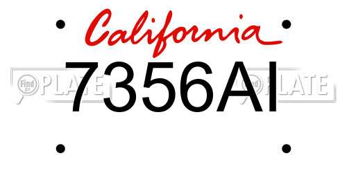 7356AI California License Plate