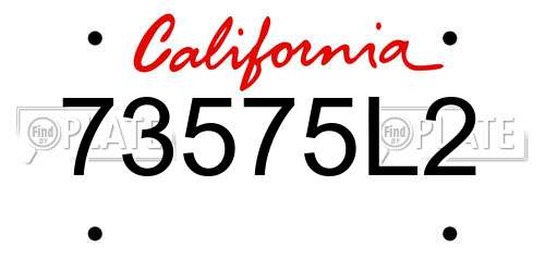 73575L2 California License Plate