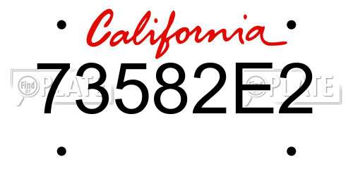 73582E2 California License Plate