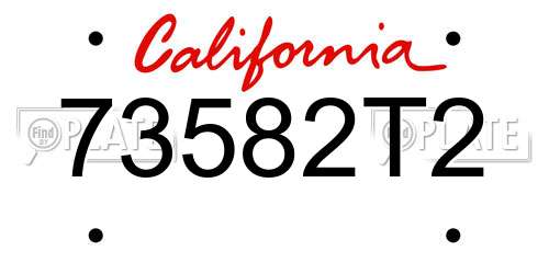 73582T2 California License Plate
