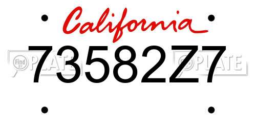 73582Z7 California License Plate