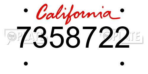 7358722 California License Plate