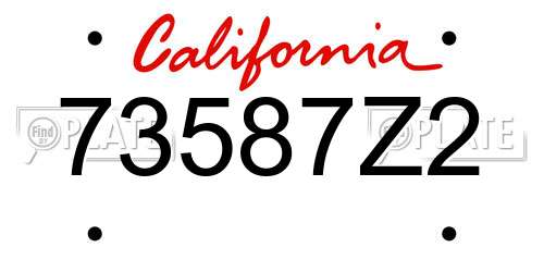 73587Z2 California License Plate
