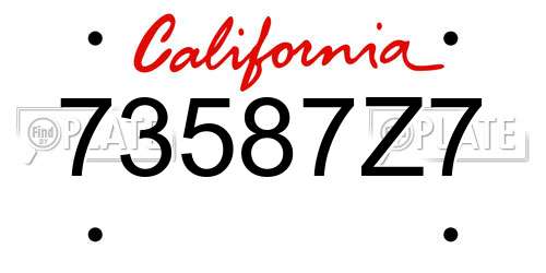 73587Z7 California License Plate