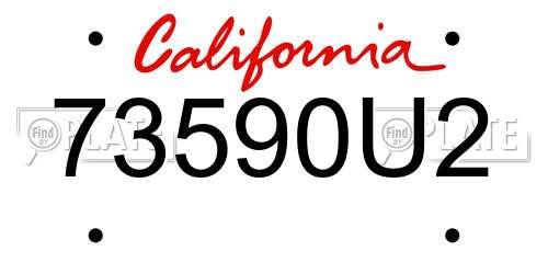 73590U2 California License Plate