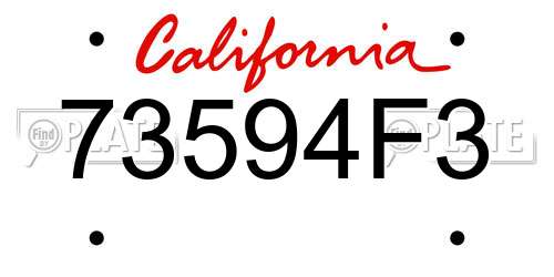 73594F3 California License Plate
