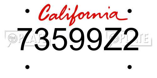 73599Z2 California License Plate