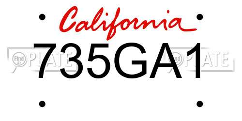 735GA1 California License Plate