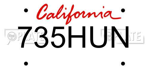 735HUN California License Plate
