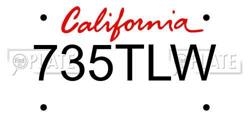 735TLW California License Plate