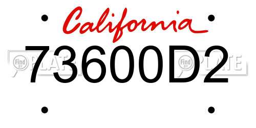 73600D2 California License Plate