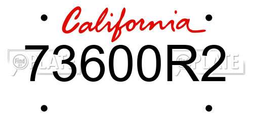 73600R2 California License Plate