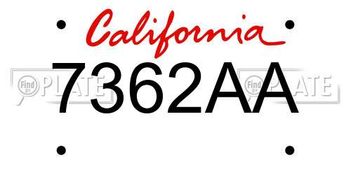 7362AA California License Plate