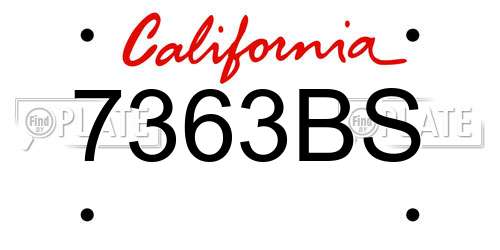 7363BS California License Plate