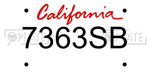 7363SB California License Plate