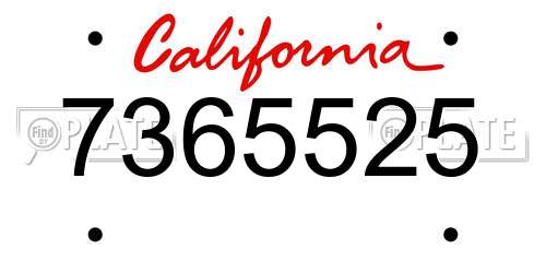 7365525 California License Plate