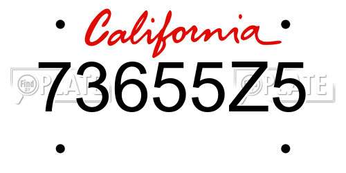 73655Z5 California License Plate