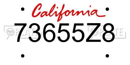 73655Z8 California License Plate