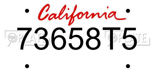 73658T5 California License Plate