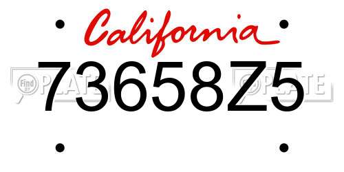 73658Z5 California License Plate