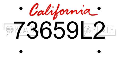 73659L2 California License Plate