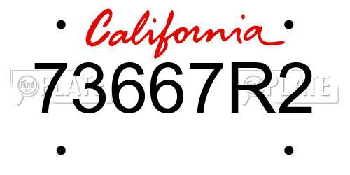 73667R2 California License Plate