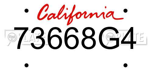 73668G4 California License Plate