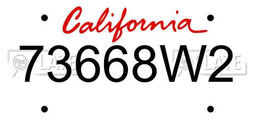 73668W2 California License Plate