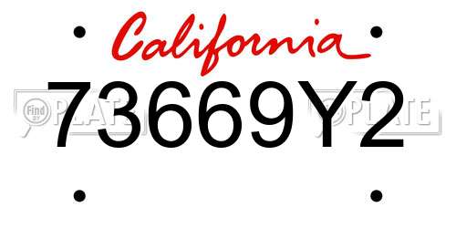 73669Y2 California License Plate
