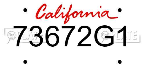 73672G1 California License Plate