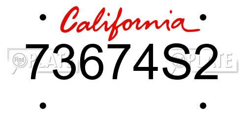 73674S2 California License Plate