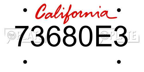 73680E3 California License Plate