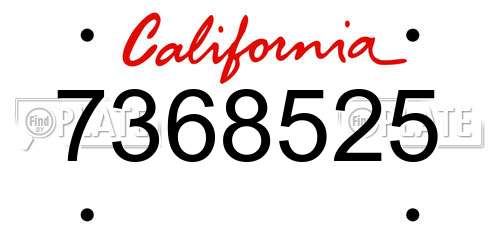7368525 California License Plate
