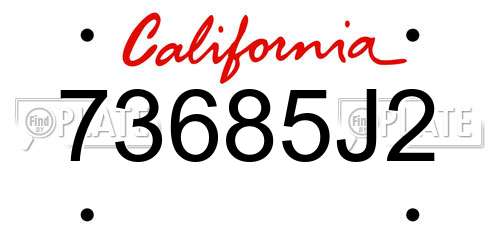 73685J2 California License Plate
