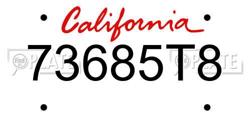 73685T8 California License Plate