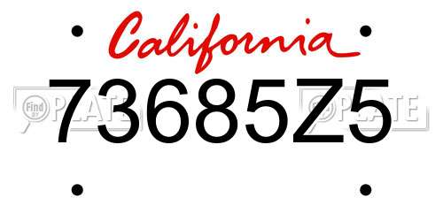 73685Z5 California License Plate