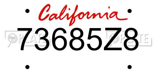 73685Z8 California License Plate