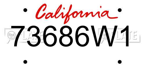 73686W1 California License Plate
