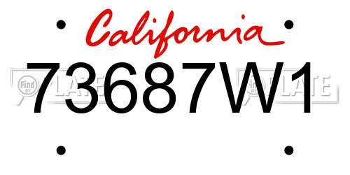 73687W1 California License Plate