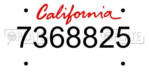 7368825 California License Plate