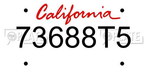 73688T5 California License Plate