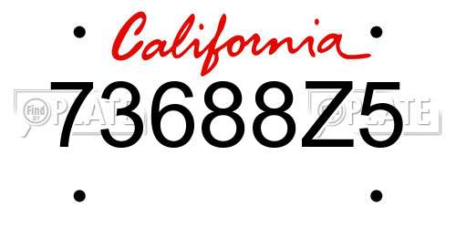 73688Z5 California License Plate