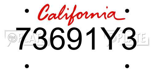 73691Y3 California License Plate