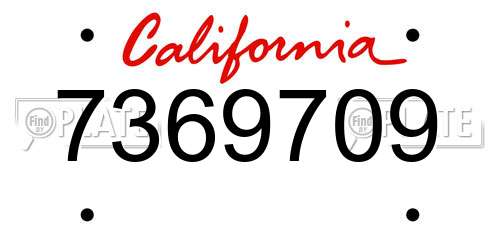 7369709 California License Plate