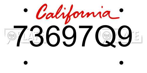 73697Q9 California License Plate