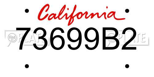 73699B2 California License Plate