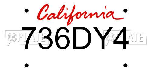 736DY4 California License Plate